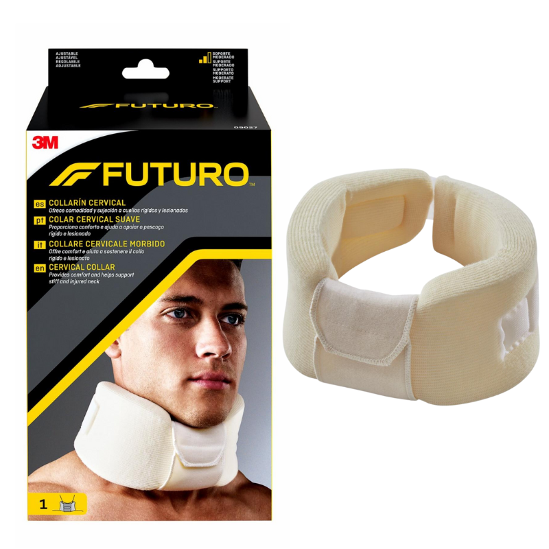Collarín Cervical Ajustable Futuro Proporciona inmovilización y soporte al cuello, lo que ayuda a reducir el dolor y la inflamación. Ajustable: La altura y el perímetro del collarín se pueden ajustar para un ajuste personalizado. Diseño transpirable: Ayuda a mantener el cuello fresco y seco. Ligero: Fácil de llevar durante largos períodos de tiempo