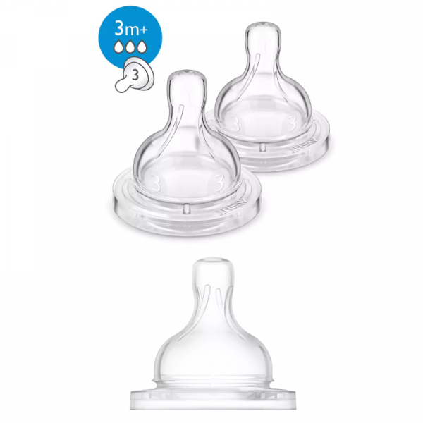 Avent 2 Tetinas de 3 agujeros de Flujo Medio