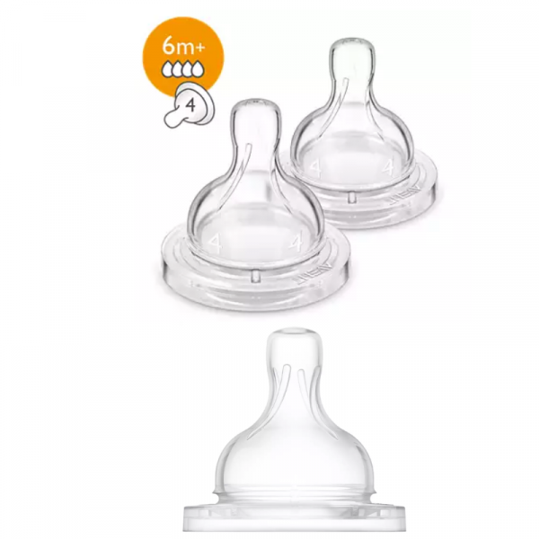 Avent 2 Tetinas de 4 agujeros de Flujo Rápido