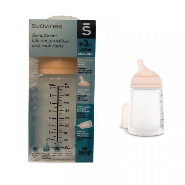 Biberón Anticólico Tetina Lactancia Silicona Mixta Suavinex 270 ml