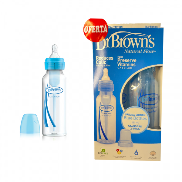 Pack Biberon Standard 250ml Azul Dr.Browns