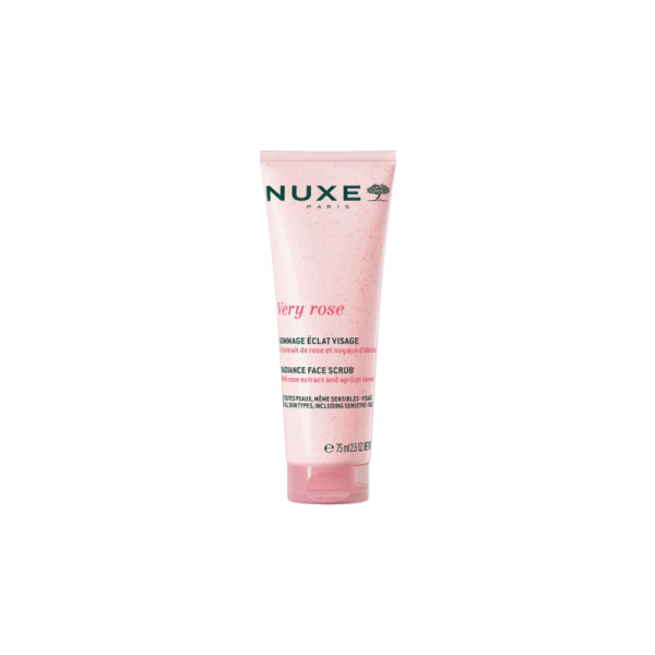 Exfoliante Iluminador Facial con extracto de rosa y polvo de hueso de albaricoque.