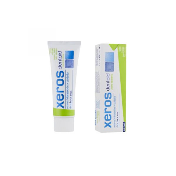Xeros dentaid® pasta dentífrica de uso diario para una correcta higiene bucal en personas con problemas de boca seca o xerostomía, ya que proporciona una máxima hidratación.