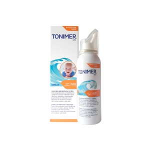 Agua de mar Tonimer MD Spray Bebe Hipertónico, fluidifica el moco y descongestiona la mucosa nasal. Indicado para limpiar las fosas nasales de recién nacidos y niños hasta los tres años durante los resfriados y particularmente para descongestionar las mucosas en las etapas agudas de rinitis alérgica, sinusitis y rinosinusitis