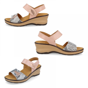 Sandalias de piel para pies anchos y delicados. Adaptable, ajuste velcro en el empeine. Previene juanetes, deformidades en los dedos, mala circulación.