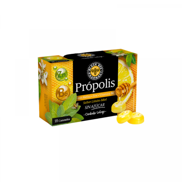 Los Caramelos Black Bee Própolis es un complemento alimenticio a base de própolis, melisa, limón y aroma de miel. Además, contiene Zinc y vitamina B6, que contribuyen al funcionamiento normal del sistema inmunitario.