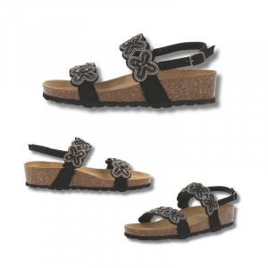 Sandalias cómoda modelo Gala en color negro de la marca D'Torres, calzado de descanso, muy cómodo, de microfibra, plantilla anatómica acolchada