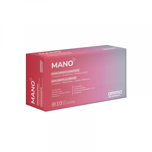 Ammo Mano+ es un complemento alimenticio formulado con ingredientes naturales y probióticos (D-Manosa, arándano rojo, extractos vegetales y probióticos)