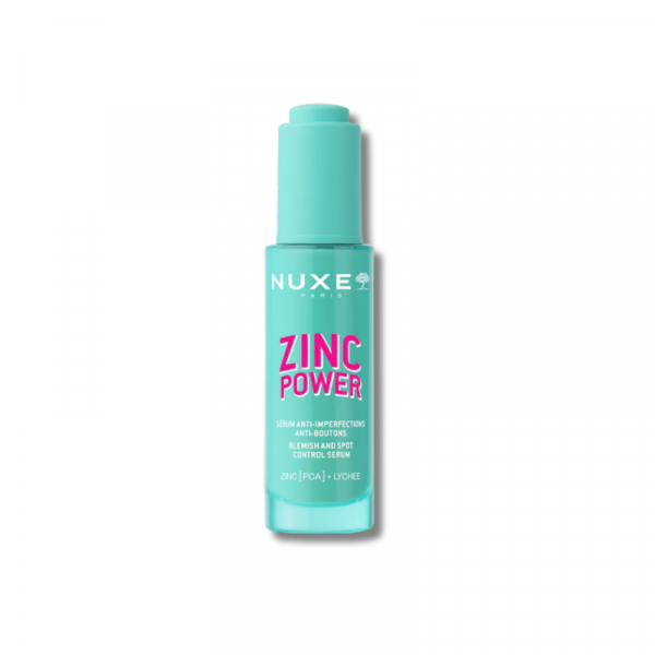 El Sérum Anti-Imperfecciones Zinc Power Nuxe, reduce visiblemente las imperfecciones gracias a la acción específica de este sérum con ZINC [PCA] y Extracto de Lichi Este tratamiento no comedogénico es eficaz en todos los tonos de piel, reduce las imperfecciones (granitos, puntos negros), atenúa su apariencia y minimiza los poros