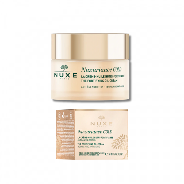Crema Aceite nutritiva fortificante de la marca Nuxe, Nuxuriance Gold, ideal para pieles secas y fragilizadas por la edad