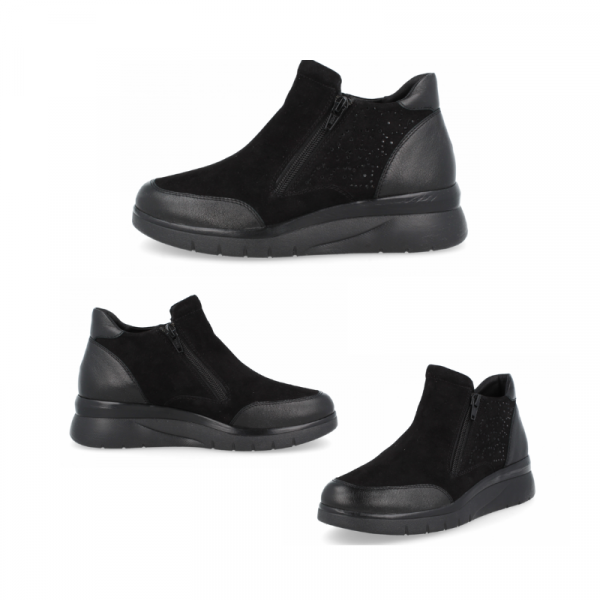 BOTÍN MANILA , piel muy flexible y adaptable. Ajuste cremallera en ambos costados. Apto para adaptar plantillas a medida, horma extra-ancha, fabricados con los mejores materiales de primera calidad. Indicado para mujeres que precisan un calzado cómodo, amplio y adaptable. Las costuras internas están protegidas, evitando rozaduras y protegiendo los pies más sensibles y delicados.