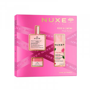 Cofre regalo de navidad nxue contiene: Aceite Huile Prodigieuse® Florale 50 ml - Agua Micelar Desmaquillante Calmante Very Rose 100 ml - Bálsamo de Labios Very Rose 15 g
