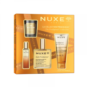 Deléitate con la intensa sensorialidad de la gama Prodigieuse® con su icónico aroma solar en este Set Prodigieux® Nuxe:  - Huile Prodigieuse® 100 ml  - Prodigieux® Le parfum 15 ml  - Aceite de ducha Prodigieux® 100 ml  - Vela de interior Prodigieux® 70 g  