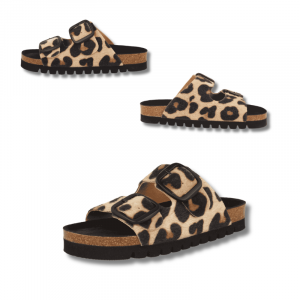 Sandalias bonitas y cómodas, con planta anatómica, para pies delicados, acolchada. Diseño Animal Print