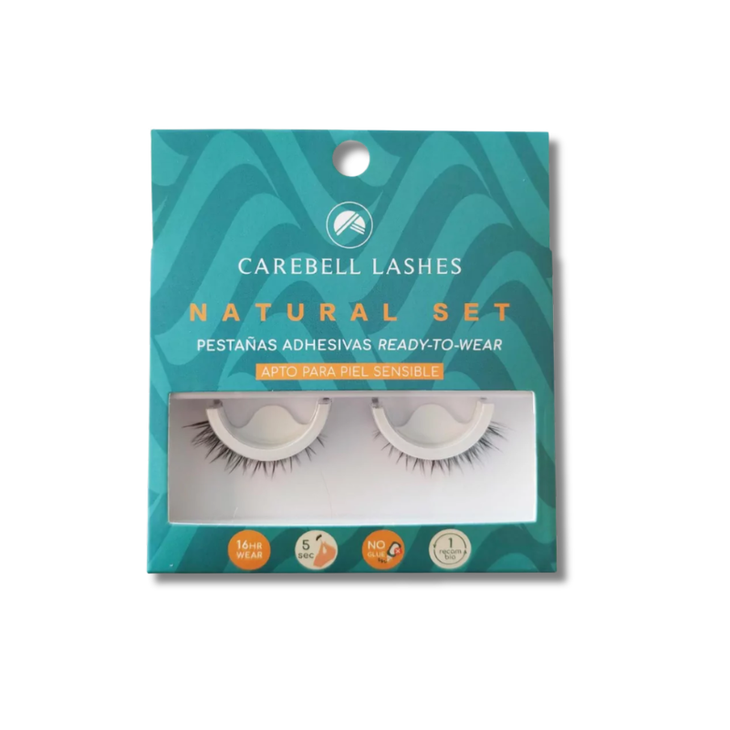Las Pestañas Adhesivas Carebell Lashes - Natural Set, están diseñadas para Pieles Sensibles y Pérdida de Pestañas por Tratamiento Oncológico.
